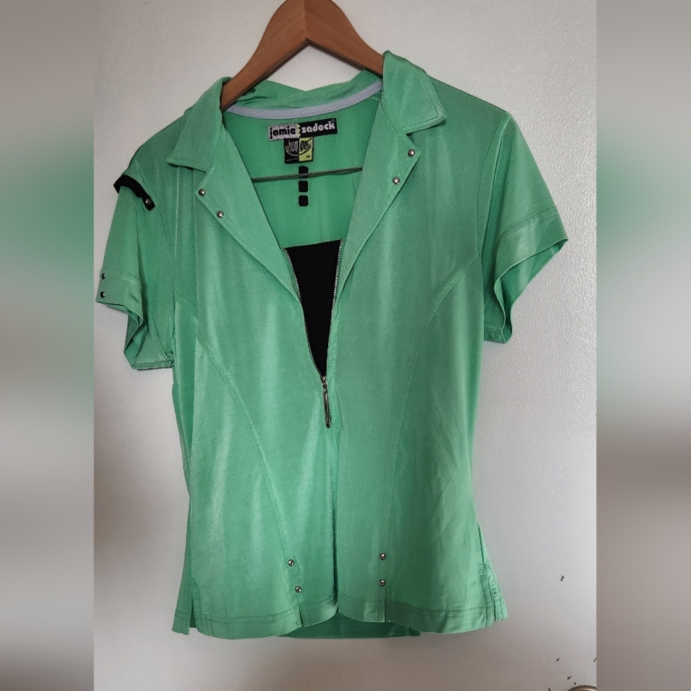 Jamie Sadock Light Green Short Sleeve Athletic Top